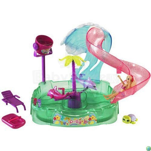 „Mattel N4544 Polly Shimmer'n'Splash“ nuotykių parkas yra lėlių vandens pramogų parkas