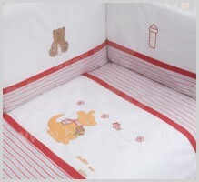 NINO-ESPANA Vaikiškos lovatiesės medvilnės komplektas „Canguro Red“ '6 + 1'