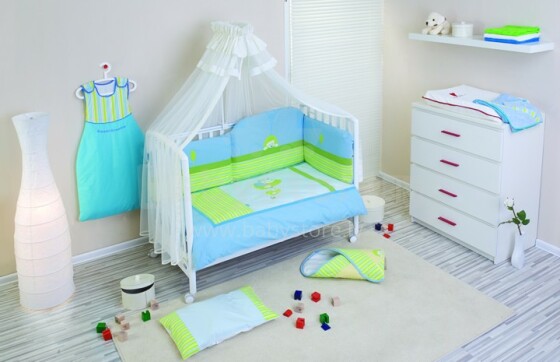 NINO-ESPANA  Bērnu gultas veļas kokvilnas komplekts 'Erizo Blue' '6+1'