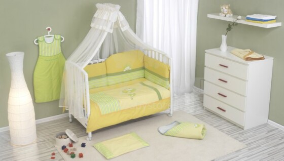 NINO-ESPANA  Bērnu gultas veļas kokvilnas komplekts 'Erizo Yellow' - 6bb + 1