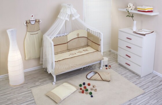 NINO-ESPANA Bērnu gultas veļas kokvilnas komplekts 'Morada Beige' 5+1