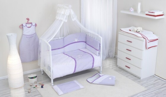 NINO-ESPANA  Bērnu gultas veļas kokvilnas komplekts  'Paseo Violet' 5+1