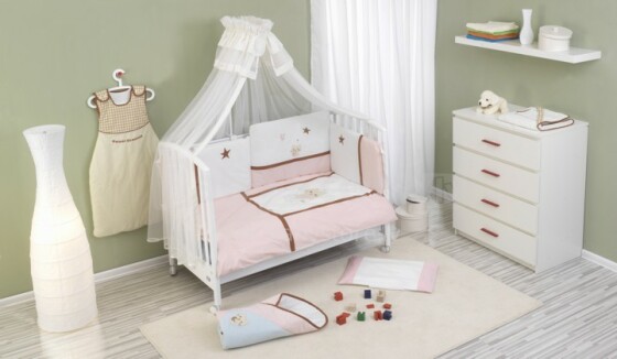 NINO-ESPANA  Bērnu gultas veļas kokvilnas komplekts 'Gatito Pink' 6bb