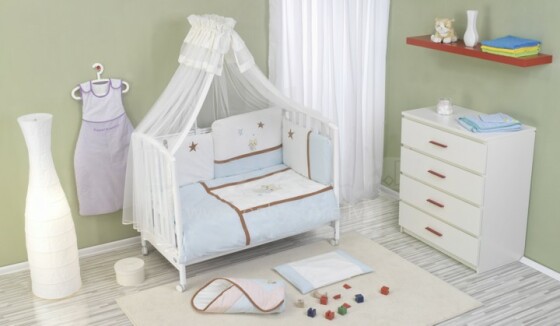 NINO-ESPANA Bērnu gultas veļas kokvilnas komplekts  'Gatito Blue' 5+1