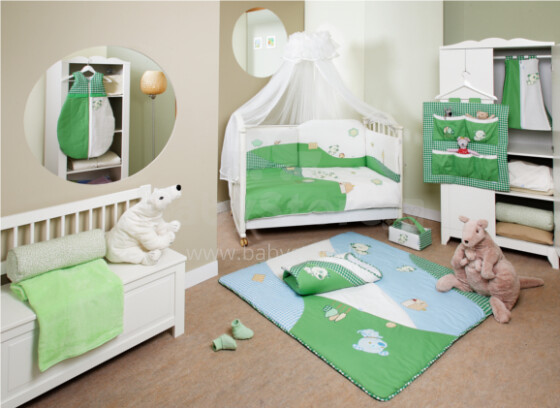 FERETTI - Bērnu gultas kokvilnas veļas komplekts 'Dogs Green Prestige' DUETTO 2