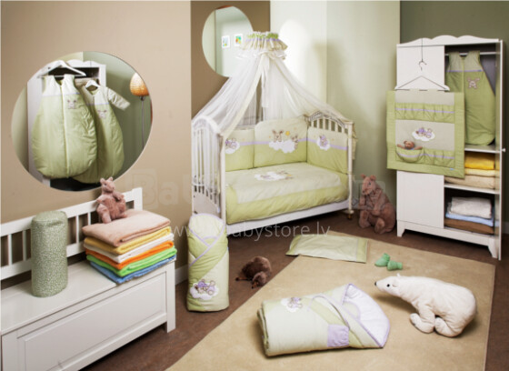FERETTI - Bērnu gultas veļas komplekts 'Rabbit Green Premium' TRIO 3 