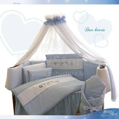 TUTTOLINA - Bērnu gultas veļas komplekts 'Duo Hearts' 2/1, zila krasa