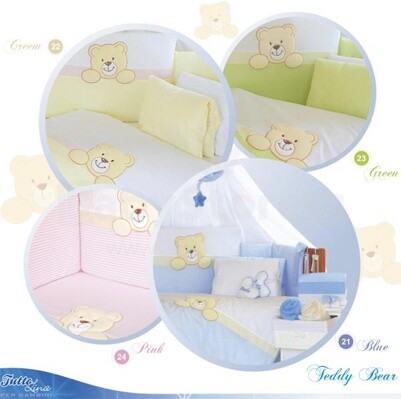 TUTTOLINA - Bērnu gultas veļas komplekts 'Feddy Bear', rozā, sega + spilvens