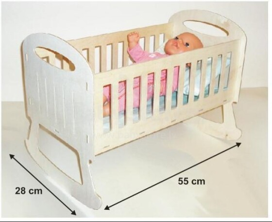 Bed for a doll  17413 wooden set 28x55 cm