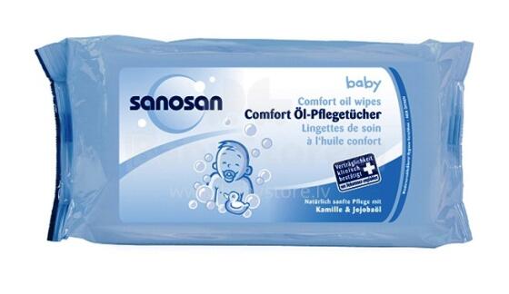 Sanosan Art.112832 Comfort eļļas salvešu refils - kumelīte, jojoba eļļa 80 gab.