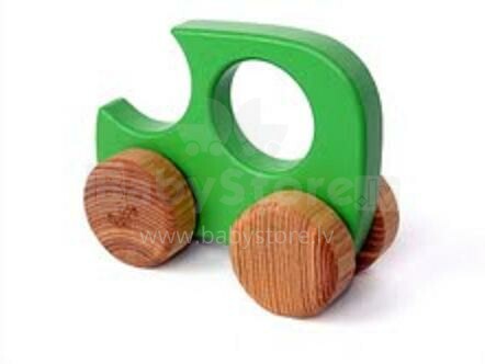 Vaikiškas žaislinis žalias retro automobilis iš medžio SI-13003