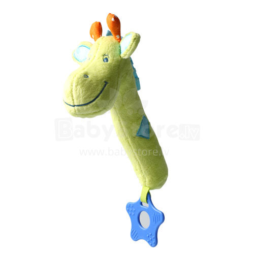 BabyOno 997 Rotaļlieta velūra ar pīkstuli un zobu riņķi Žirafe