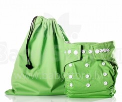 „BabyBamboo Twins Green“ bambuko rinkinys - ekologiškos bambuko sauskelnės ir šlapias krepšys (žalia)