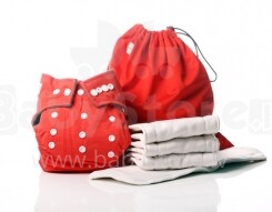 „BabyBamboo All in One“ (kelnaitės, 4 mikropluošto įdėklai, „WetBag“ krepšys) Pomodoro raudona