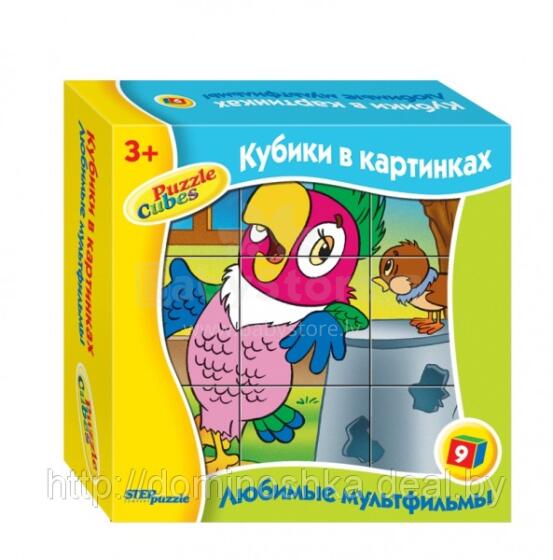 Step Puzzle Art.73117 Attīstošie klucīši 9 gb. no multiplikācijas filmām
