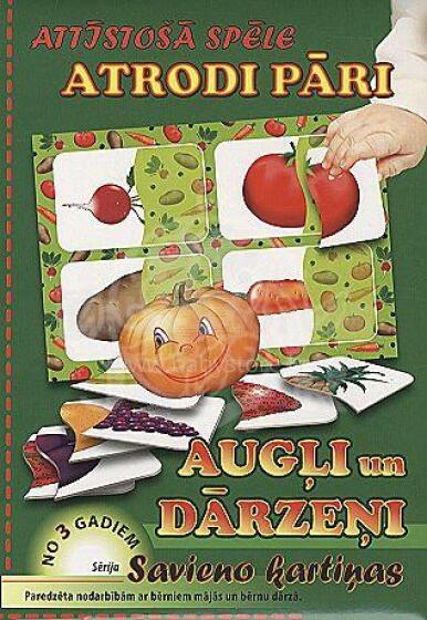 Attīstošā spēle. Atrodi pāri. Augļi un dārzeņi