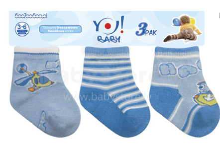 Yo Baby Art.SKF-3 medvilninės kojinės „Frotte“ 3 vnt.