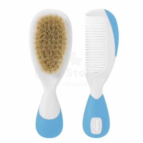 Chicco Art.06569.20  Расческа и щетка натуральная (голубая)