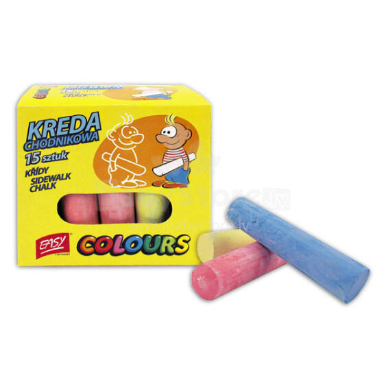 Easy Stationery KREDA 88305 krāsainie klasiskie kritiņi - iepakojums 15 gb.