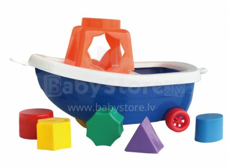 NINA 00037 Mažas vaivorykštinis laivas „Baby Developing Toy“ su kaladėlėmis