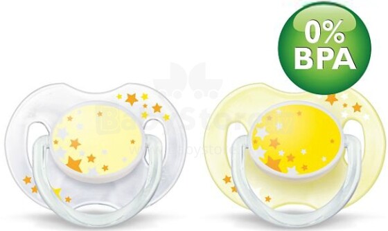 Philips Avent Nighttime Art.SCF176/18 Silicone Soothers 0-6m, glow in the dark, 2 pcs.