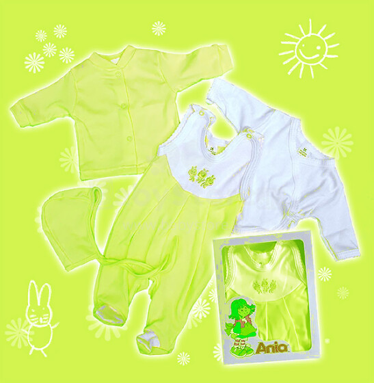 Ania комплектик для новорождённых из 4-x частей в подарочной упаковке,100% хлопок, Art. 378