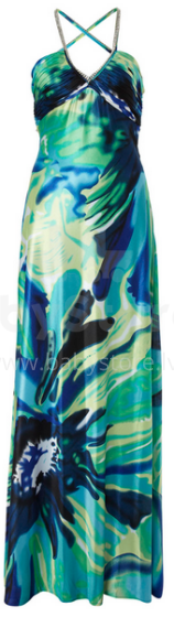 MORGAN & CO Ladies Backless Lime Silk Print Hailey Logan Dress