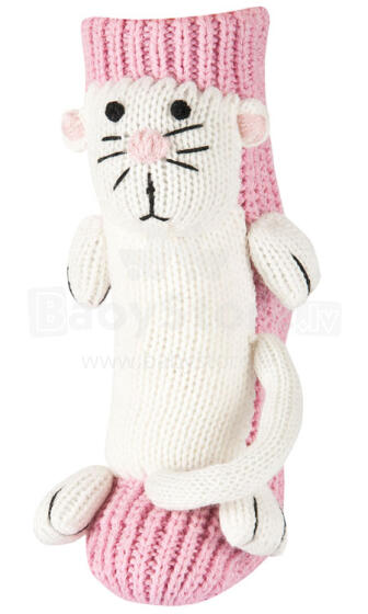 SOXO Baby 4895 Knitted slippers with sewn-on animal head Носки-тапочки детские с пришитой игрушкой (31-31)