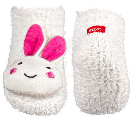 SOXO Baby 62914 Plush детские плюшевые носочки 3D с погре-мушкой 0-12м.