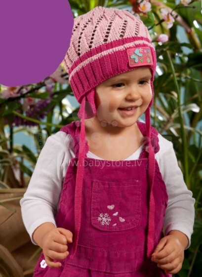 Raster Iskierka Art.39700  вязаная шапочка для малышей с завязочками  Фиолетовая
