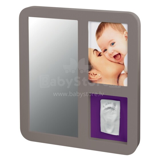 Baby Art Mirror Print 34120087 Frame Modern - TAUPE & LIME/PLUM