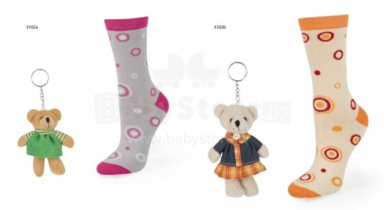 SOXO Baby Gift Set 3102  Хлопковые стильные носки  + игрушка брелок