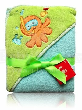 „BOBAS termofrotte OKR-MF Box Fleece“ kilimėlis / rankšluostis su gobtuvu ir aplikacija76x102 cm