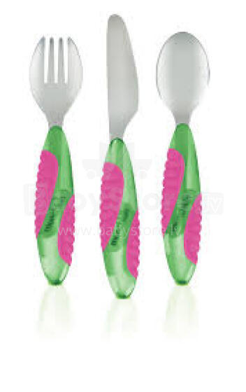 Muchkin 11036 Mightygrip Cutlery Metal -Galda piederumu komplekts karote, dakšiņa un nazis
