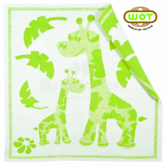 WOT ADXS 004-1038 Green Giraffe Augstvērtīga bērnu kokvilnas sedziņa (sega) 100x118 cm