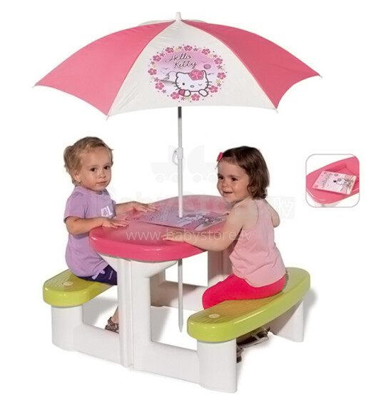 SMOBY 310256 Piknika galds ar lietussargu Hello Kitty