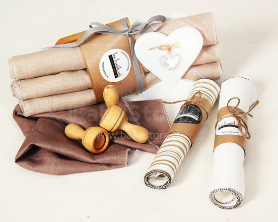 La bébé Boutique Eco 100% Natural Linen Dabīga lina Organic linen cloth wipes pleca multifukcionāla salvete 5 gb. (S)