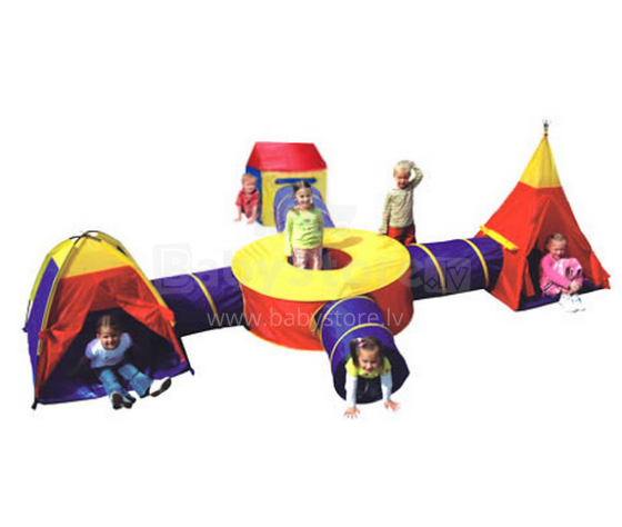 IPLAY 9917 Bērnu komplekts 4 vienā (telts, tunelis, aplis, vigvams) 