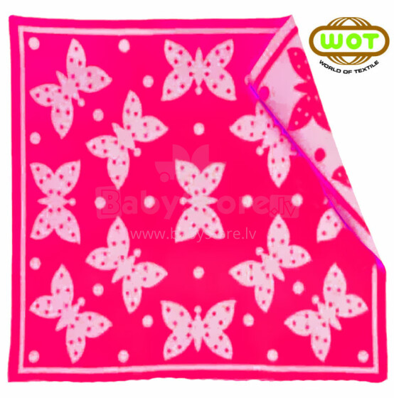 WOT ADXS Art.005 / 1085 Pink Butterfly Aukštos kokybės vaikiška medvilninė antklodė (antklodė) 100x118 cm