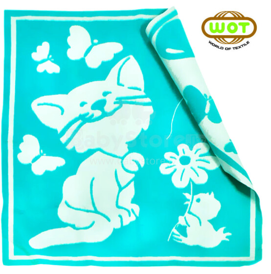 WOT ADXS 002/1029 Blue Cat Aukštos kokybės vaikiška medvilninė antklodė (antklodė) 100x118 cm