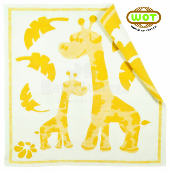 WOT ADXS 004/1065 Žirafa Aukštos kokybės vaikiška medvilninė antklodė (antklodė) 100x118 cm