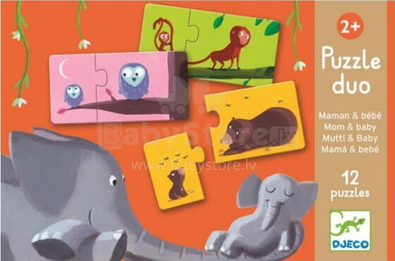Djeco Art.DJ08157  Attīstoša rotaļlieta bērniem Puzzle Duo (12 det.)