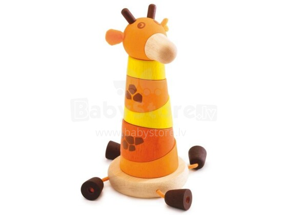 DJECO Attīstoša koka rotaļlieta - piramīda Girafou DJ06392