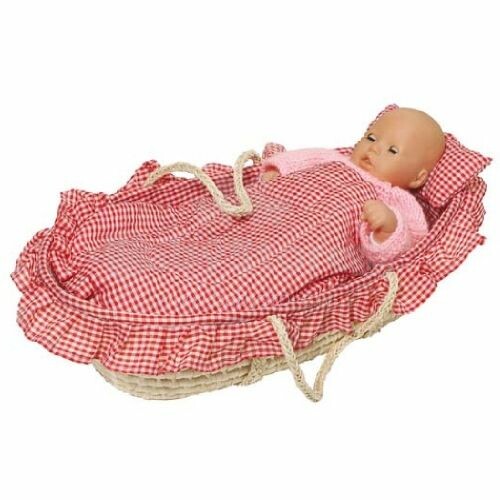 Goki VG15252 Doll's carry cradle including lining, matress, pillow, quilt