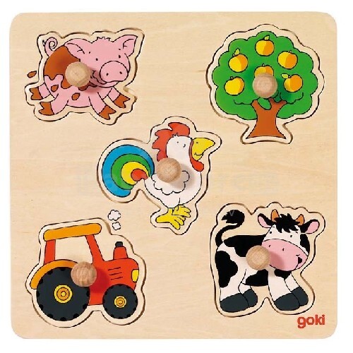 Goki VG57546 In the countryside, lift out puzzle, goki basic 