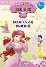 Disney Princesītēs Uzdevumu grāmata ar uzlīmēm 123 un ABC Prieks mācīties 5+ - latviešu valodā