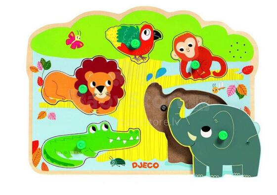 DJECO Wooden Puzzles Развивающий пазл со звуками Baobab DJ01708