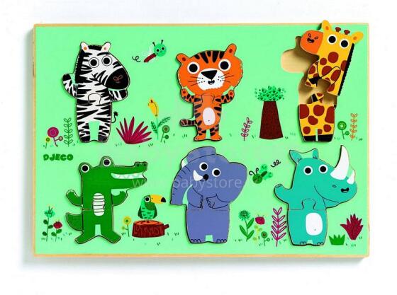 DJECO Wooden Puzzles Attīstošā puzle Coucou - croco DJ01258
