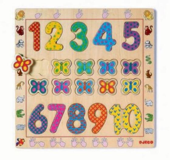 Djeco Wooden Puzzles Art.DJ01801 Развивающий пазл 1-10