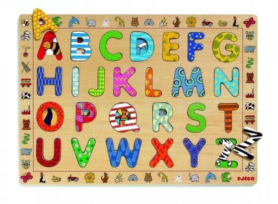 Djeco Wooden Puzzles Art.DJ01800 Attīstošā puzle ABC
